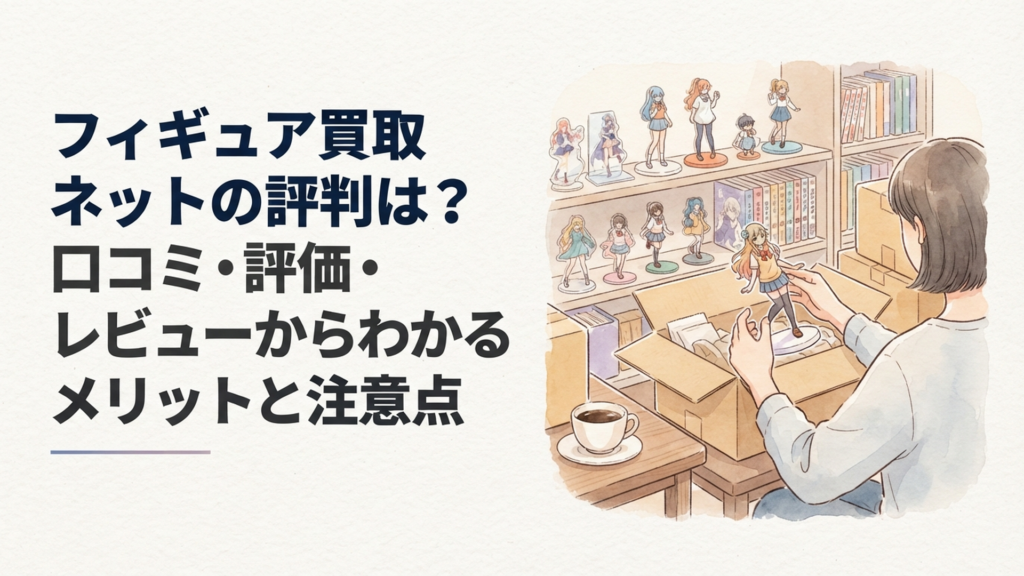 フィギュアをダンボールへ梱包しながら宅配買取の評判と査定条件を確認している場面